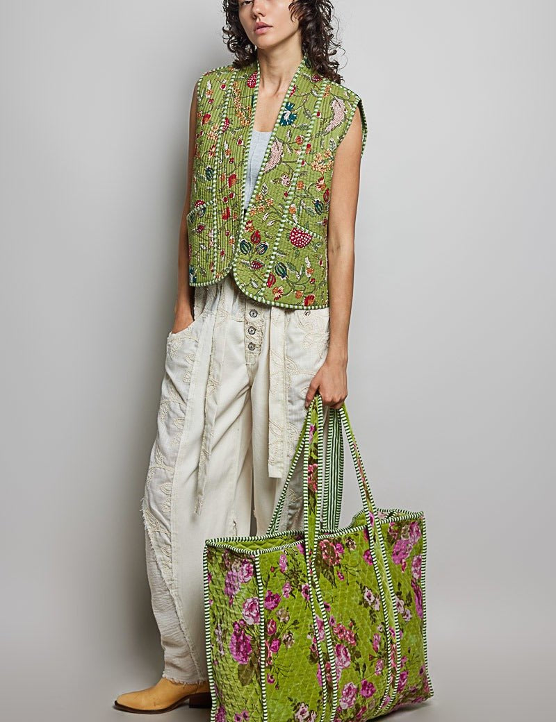 Mercantile Quilted Velvet Tote - Westly