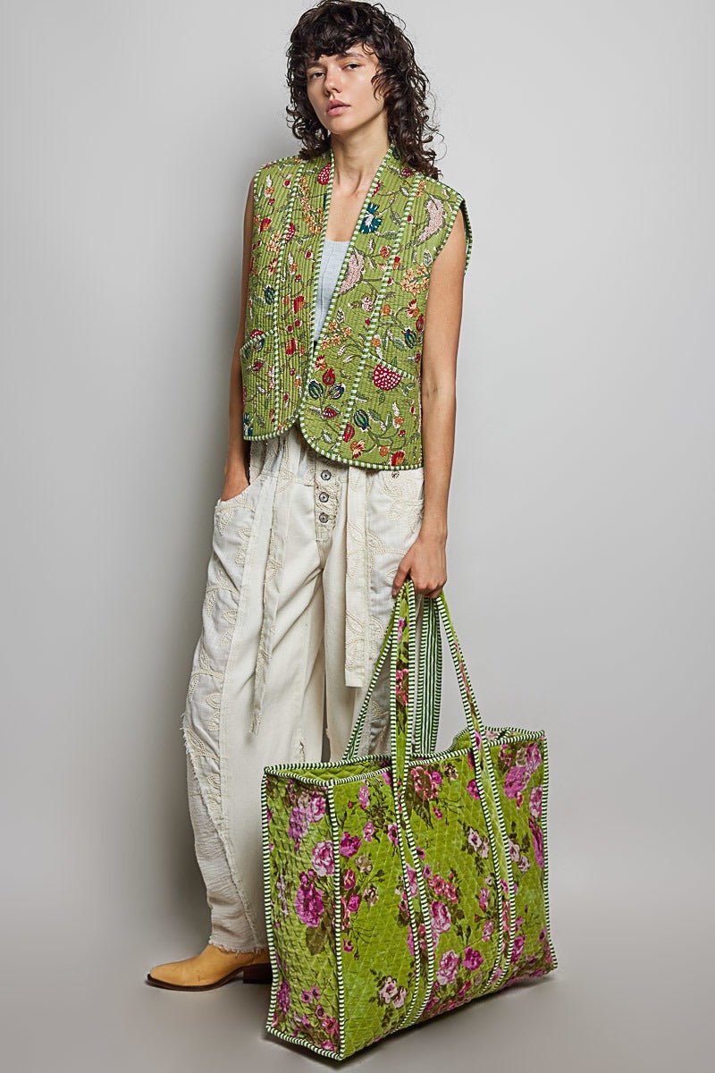 Mercantile Quilted Velvet Tote - Westly