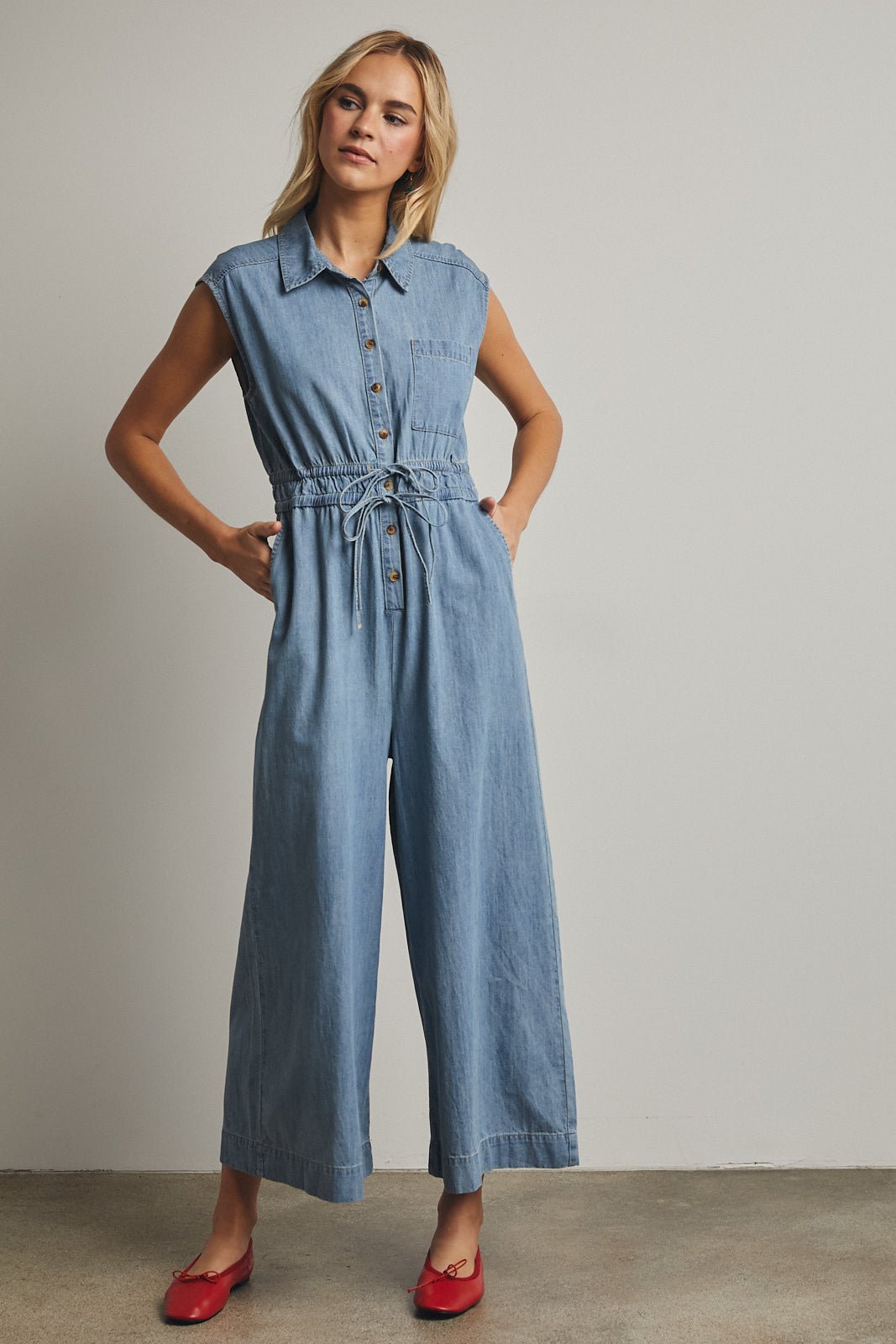 Mercer Denim Button - Up Jumpsuit - Westly