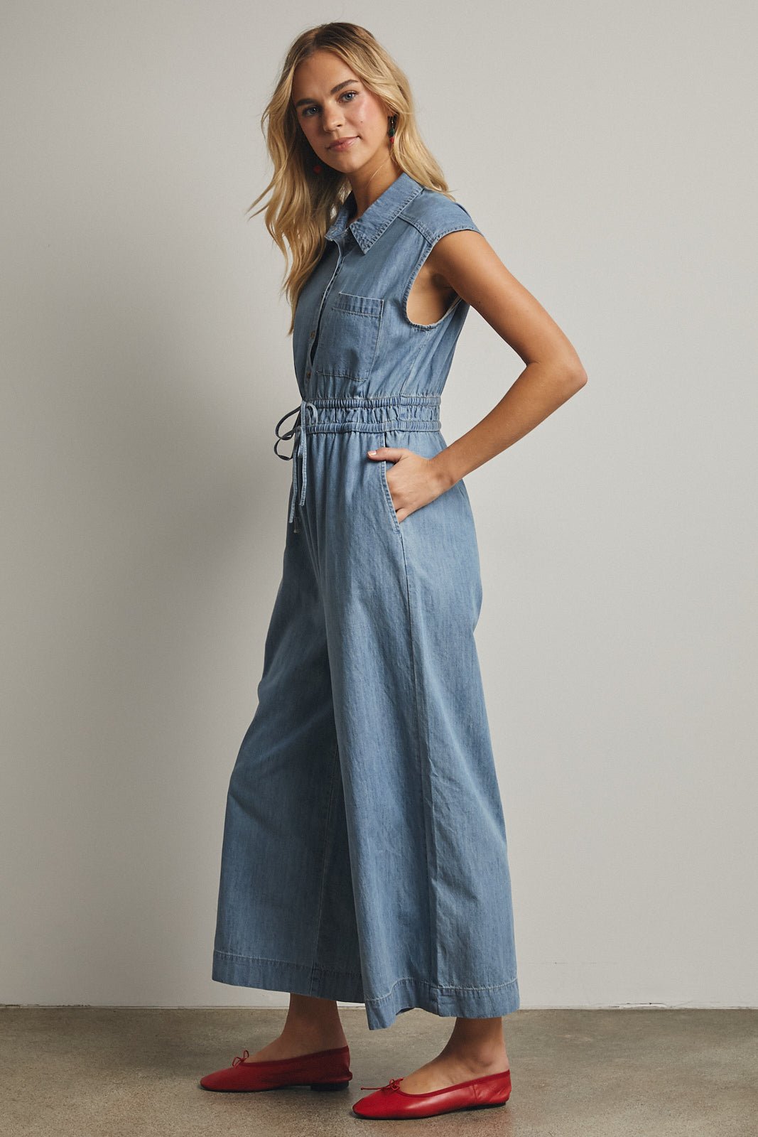 Mercer Denim Button - Up Jumpsuit - Westly