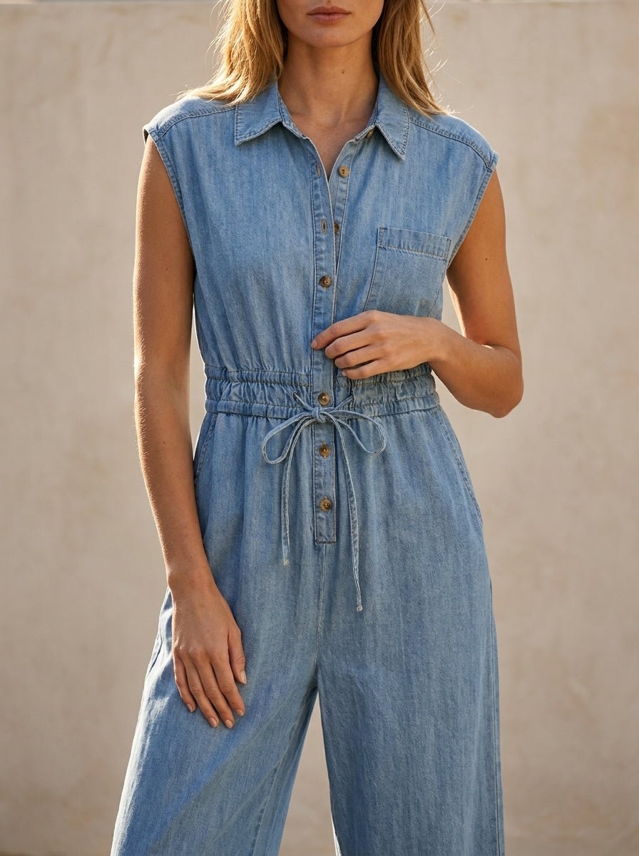 Mercer Denim Button - Up Jumpsuit - Westly