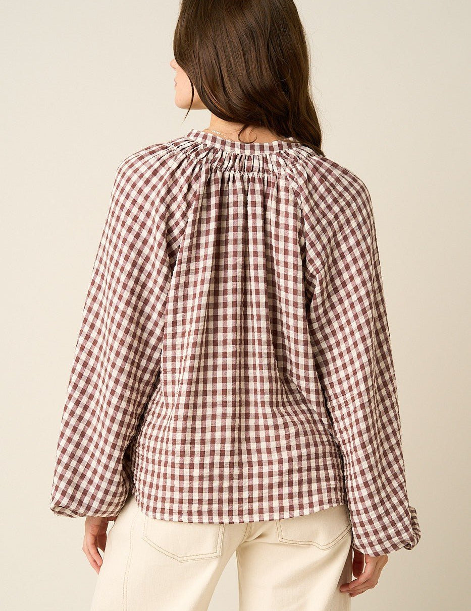 Merrion Gingham Puff Sleeve Blouse - Westly