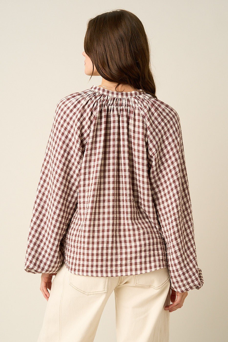 Merrion Gingham Puff Sleeve Blouse - Westly