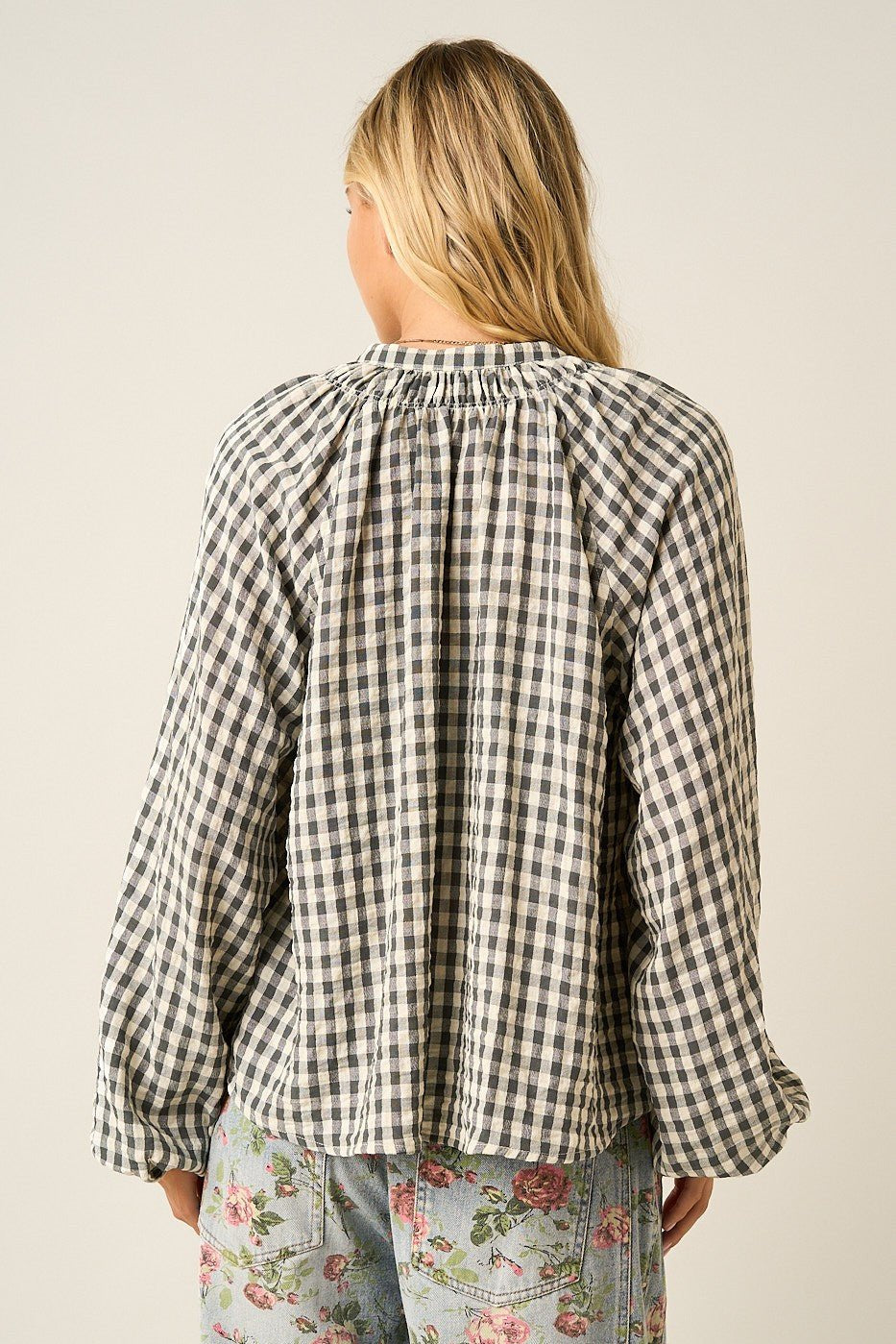 Merrion Gingham Puff Sleeve Blouse - Westly