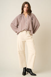 Merrion Gingham Puff Sleeve Blouse - Westly