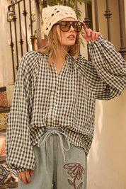 Merrion Gingham Puff Sleeve Blouse - Westly