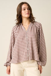 Merrion Gingham Puff Sleeve Blouse - Westly