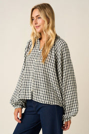 Merrion Gingham Puff Sleeve Blouse - Westly