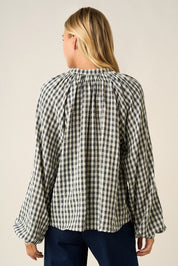 Merrion Gingham Puff Sleeve Blouse - Westly