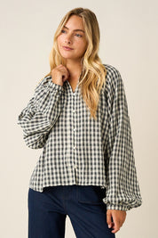 Merrion Gingham Puff Sleeve Blouse - Westly