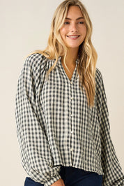 Merrion Gingham Puff Sleeve Blouse - Westly