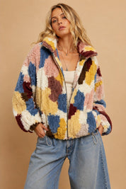 Merritt Abstract Patchwork Faux Fur Jacket - Westly