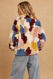 Merritt Abstract Patchwork Faux Fur Jacket - Westly