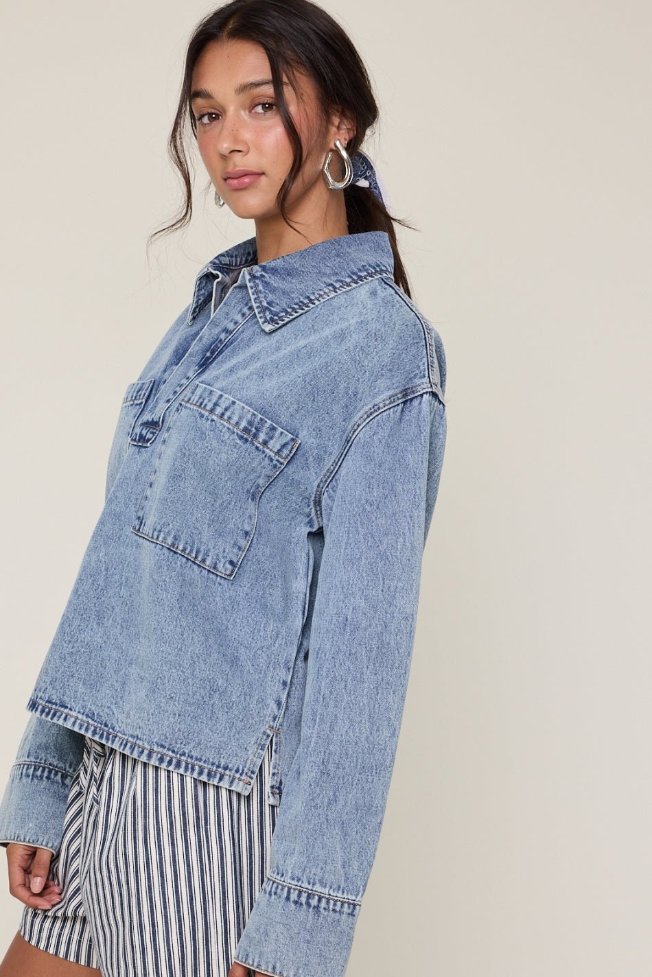 Mesa Collared Denim Top - Westly