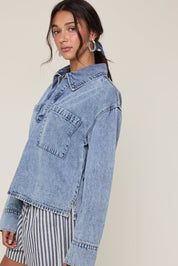 Mesa Collared Denim Top - Westly