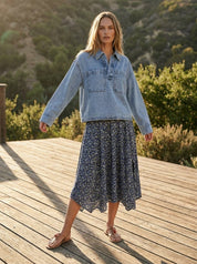 Mesa Collared Denim Top - Westly