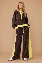 Meteor Shower Star Panel Leopard Wide Leg Pants - Westly