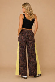Meteor Shower Star Panel Leopard Wide Leg Pants - Westly