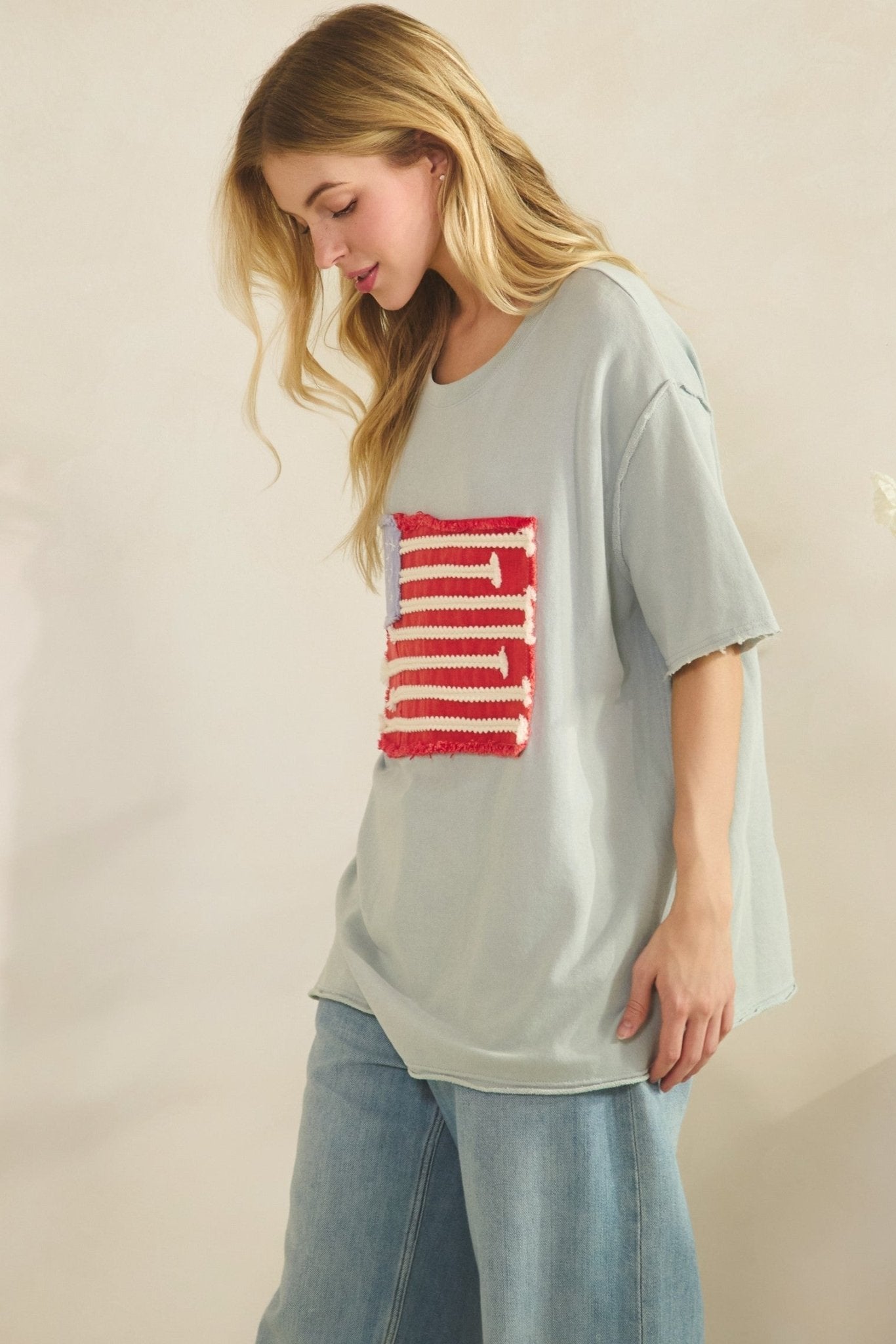 Mia American Flag Mineral Wash Top - Westly