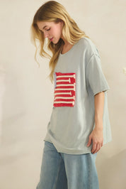 Mia American Flag Mineral Wash Top - Westly