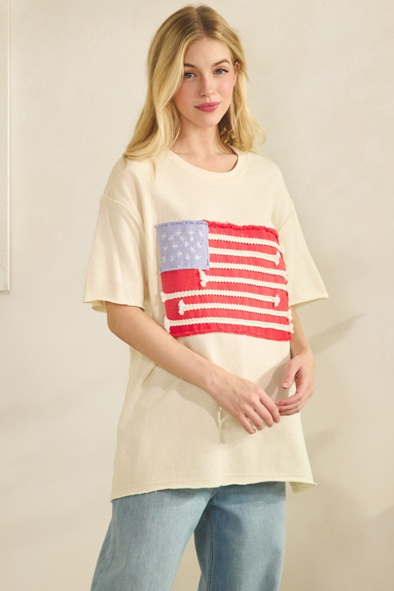 Mia American Flag Mineral Wash Top - Westly