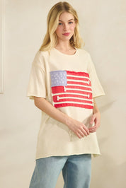 Mia American Flag Mineral Wash Top - Westly