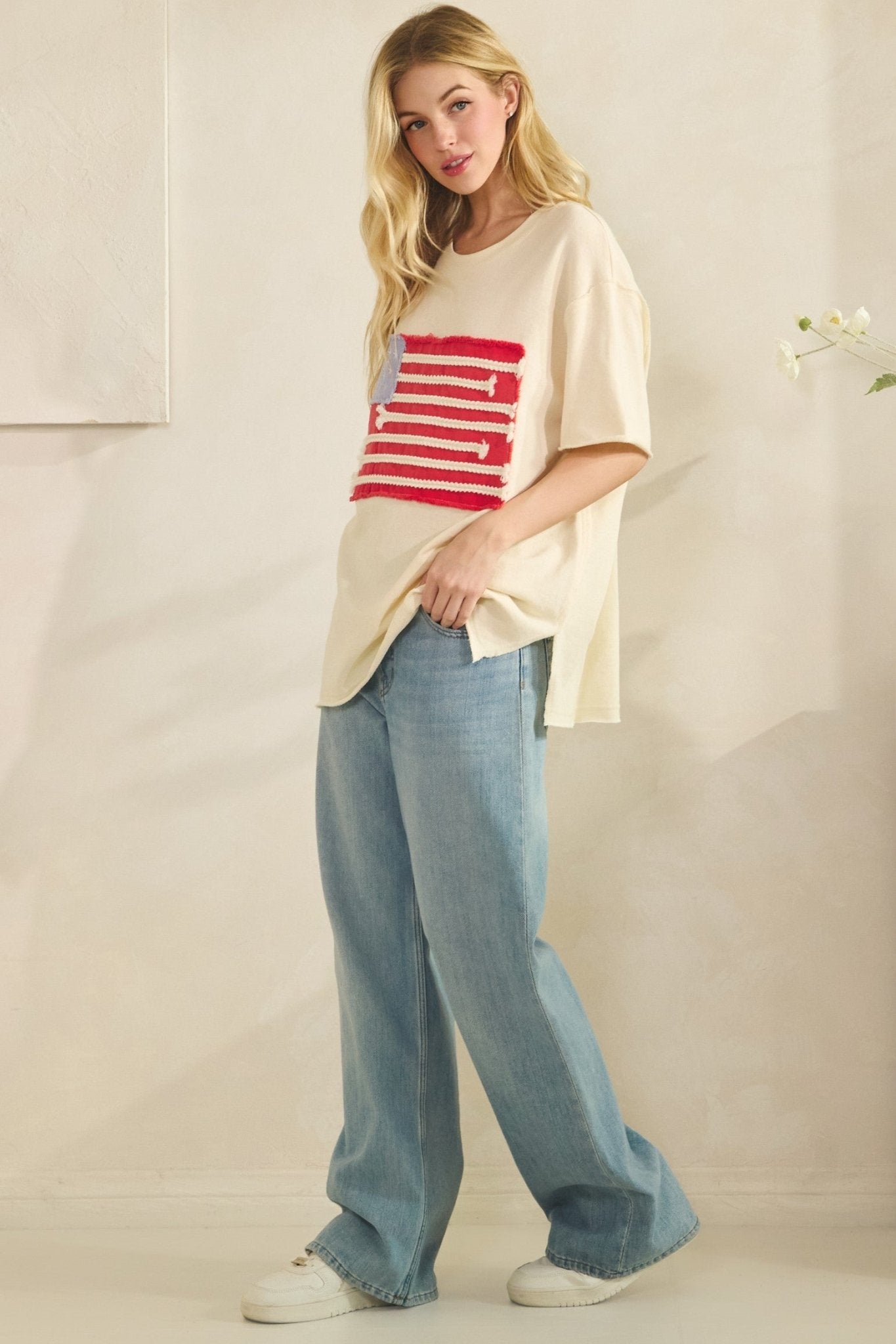 Mia American Flag Mineral Wash Top - Westly