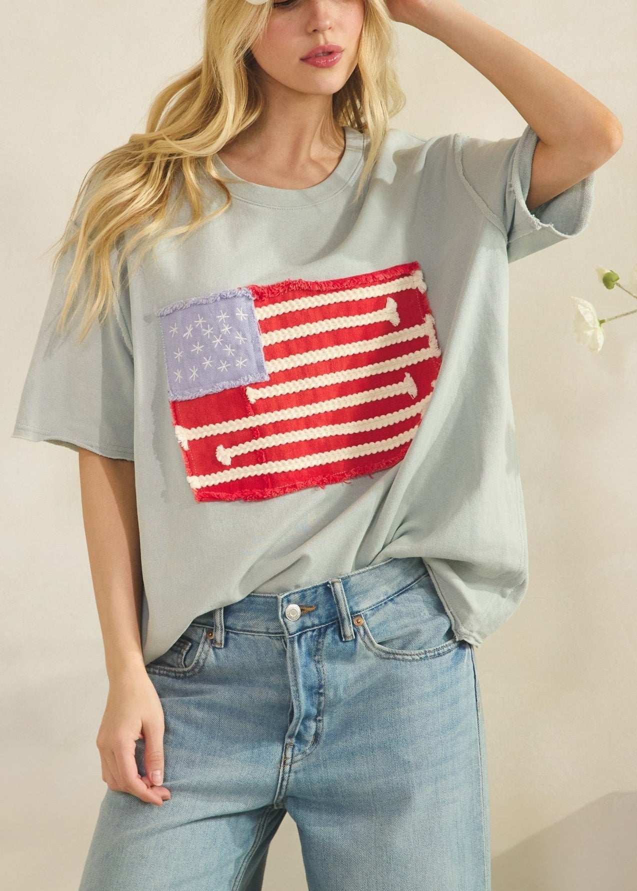 Mia American Flag Mineral Wash Top - Westly