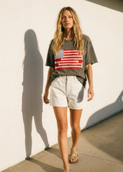 Mia American Flag Mineral Wash Top - Westly
