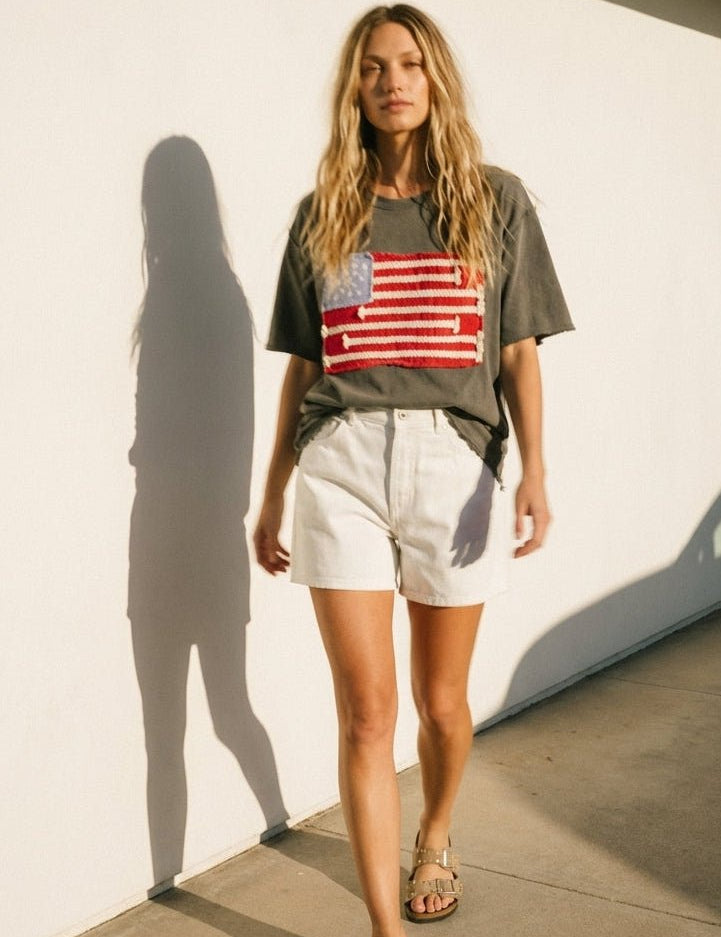 Mia American Flag Mineral Wash Top - Westly