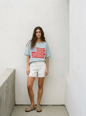Mia American Flag Mineral Wash Top - Westly