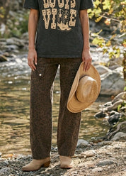 Mick Leopard Print Washed Twill Pants - Westly