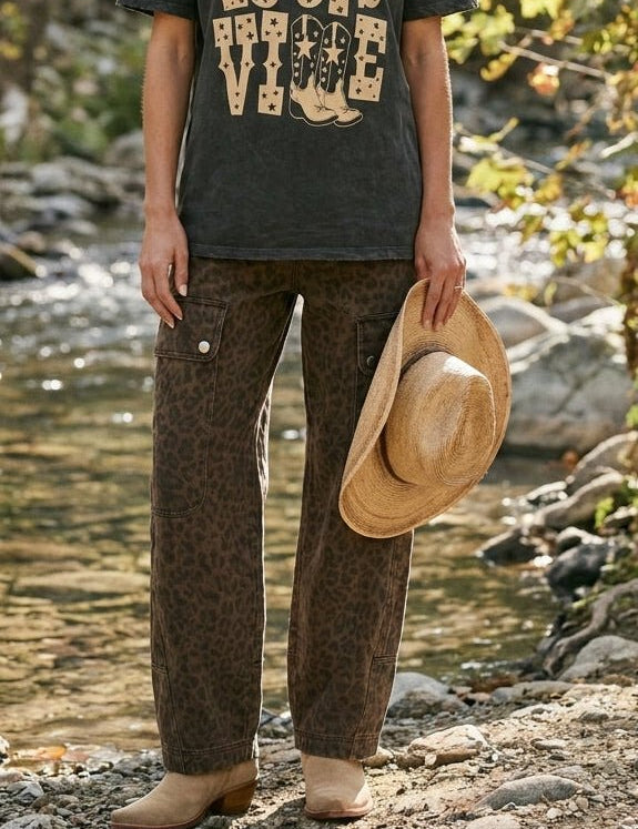 Mick Leopard Print Washed Twill Pants - Westly