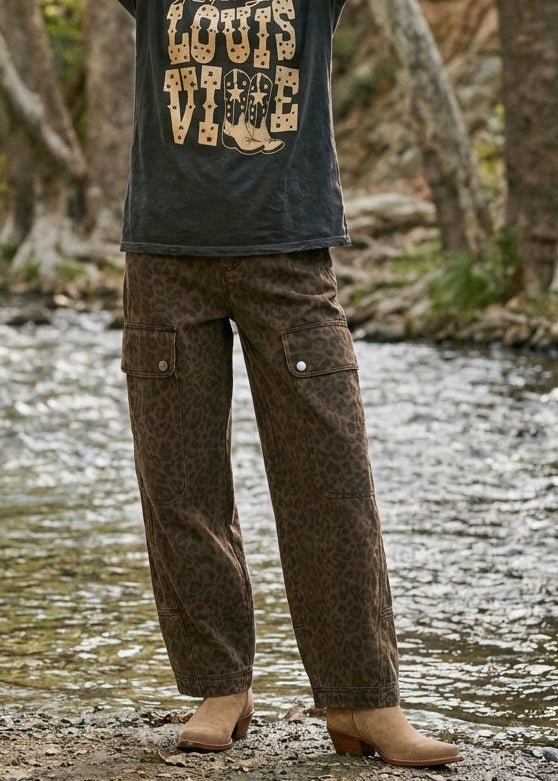 Mick Leopard Print Washed Twill Pants - Westly