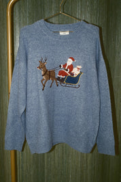 Midnight Delivery Santa Sleigh Knit Sweater in Dusty Blue — product photo 03