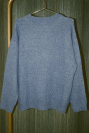 Midnight Delivery Santa Sleigh Knit Sweater in Dusty Blue — product photo 04