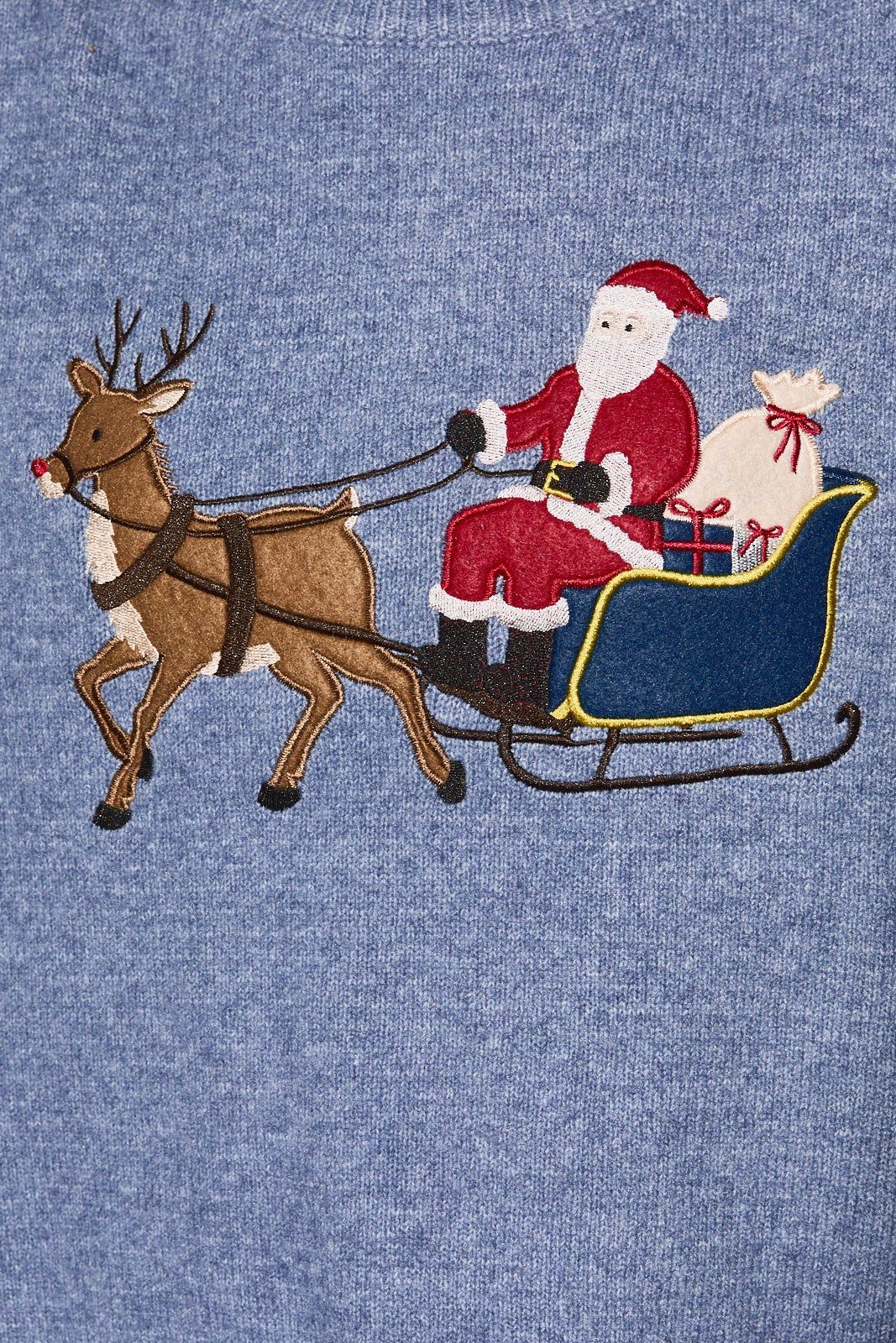 Midnight Delivery Santa Sleigh Knit Sweater in Dusty Blue — product photo 06