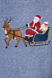 Midnight Delivery Santa Sleigh Knit Sweater in Dusty Blue — product photo 06