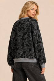 Midnight Garden Floral Print Drop Shoulder Sweater - Westly