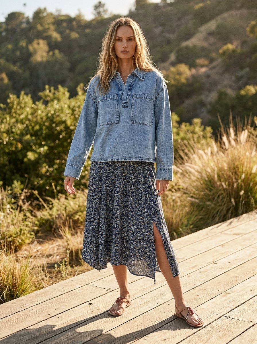 Midnight Meadow Handkerchief Midi Skirt - Westly