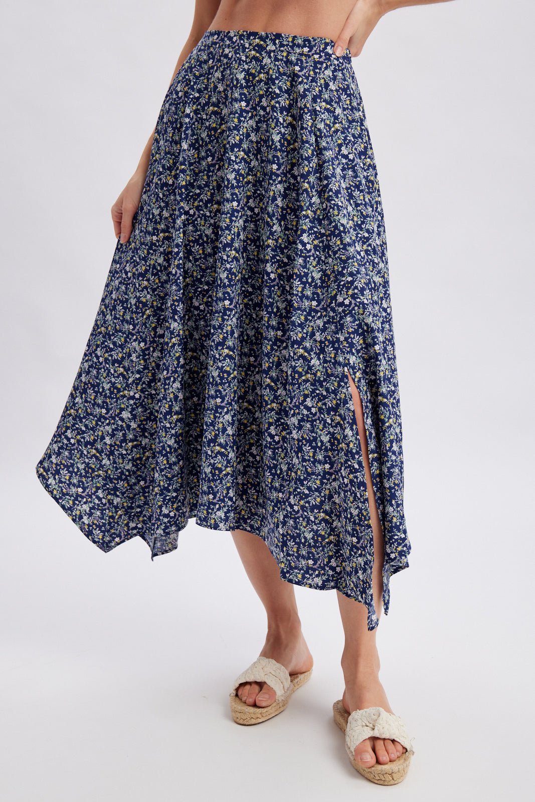 Midnight Meadow Handkerchief Midi Skirt - Westly