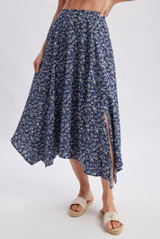 Midnight Meadow Handkerchief Midi Skirt - Westly