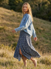 Midnight Meadow Handkerchief Midi Skirt - Westly
