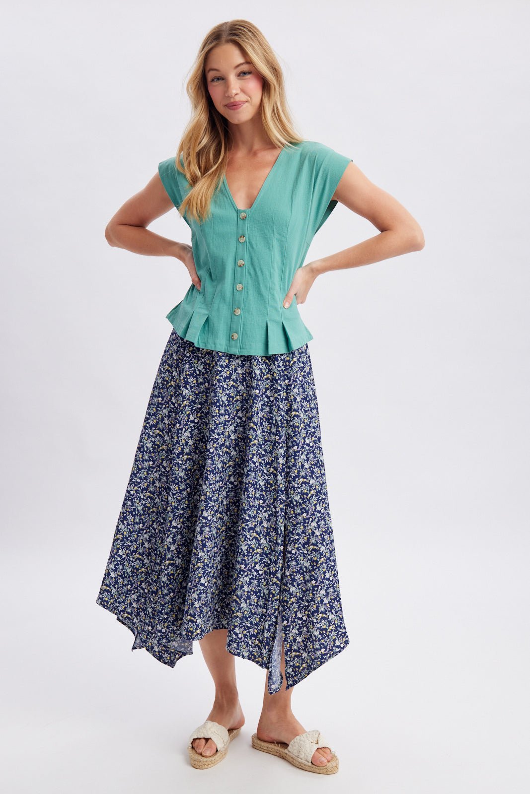 Midnight Meadow Handkerchief Midi Skirt - Westly