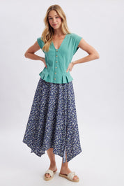Midnight Meadow Handkerchief Midi Skirt - Westly