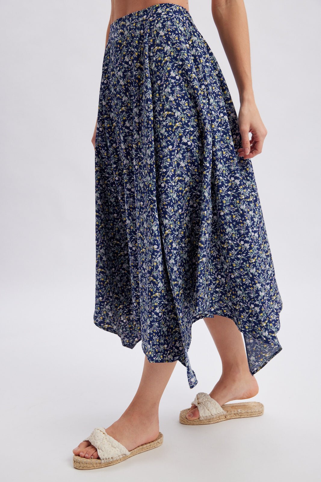 Midnight Meadow Handkerchief Midi Skirt - Westly