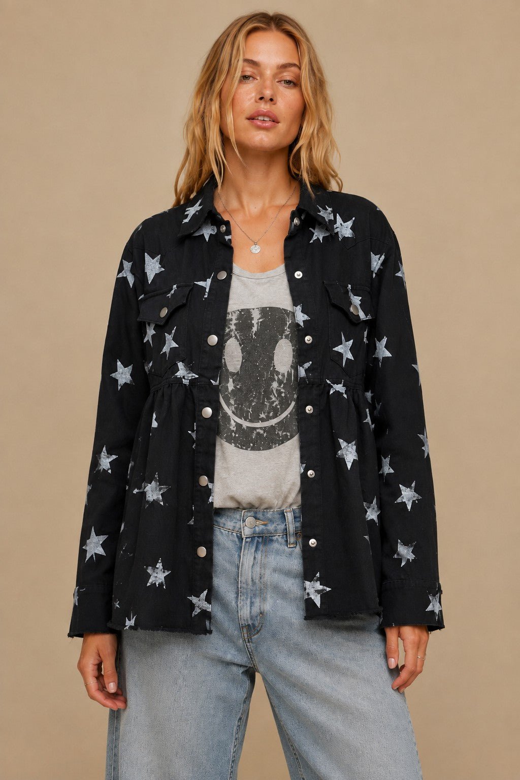 Midnight Rodeo Peplum Denim Shacket - Westly