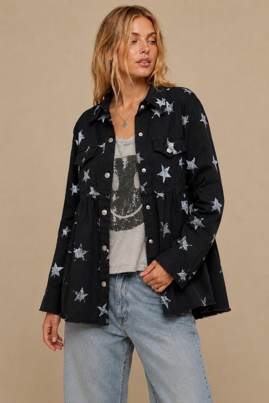 Midnight Rodeo Peplum Denim Shacket - Westly