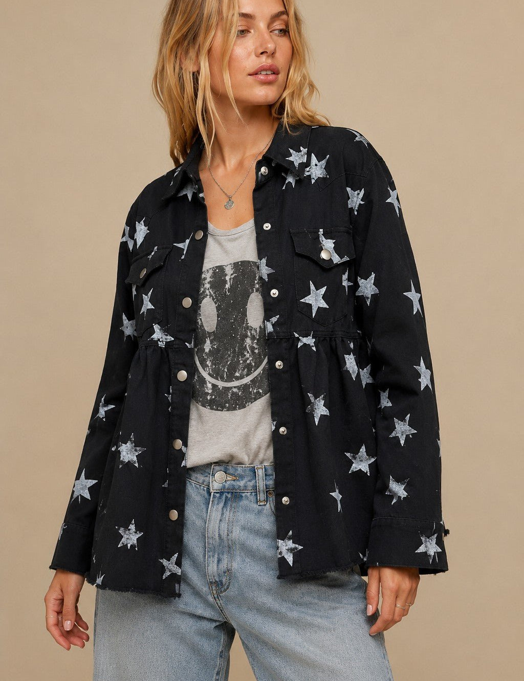 Midnight Rodeo Peplum Denim Shacket - Westly