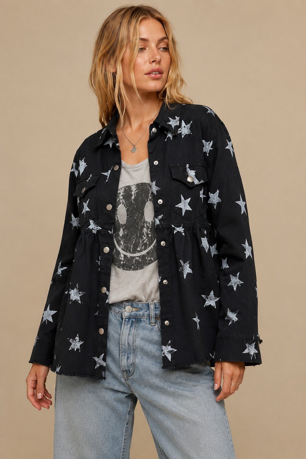 Midnight Rodeo Peplum Denim Shacket - Westly